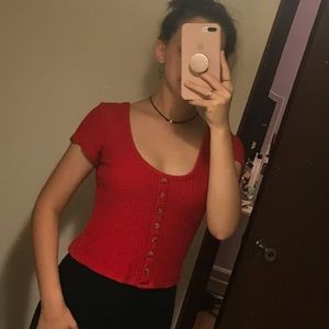 red low cut top